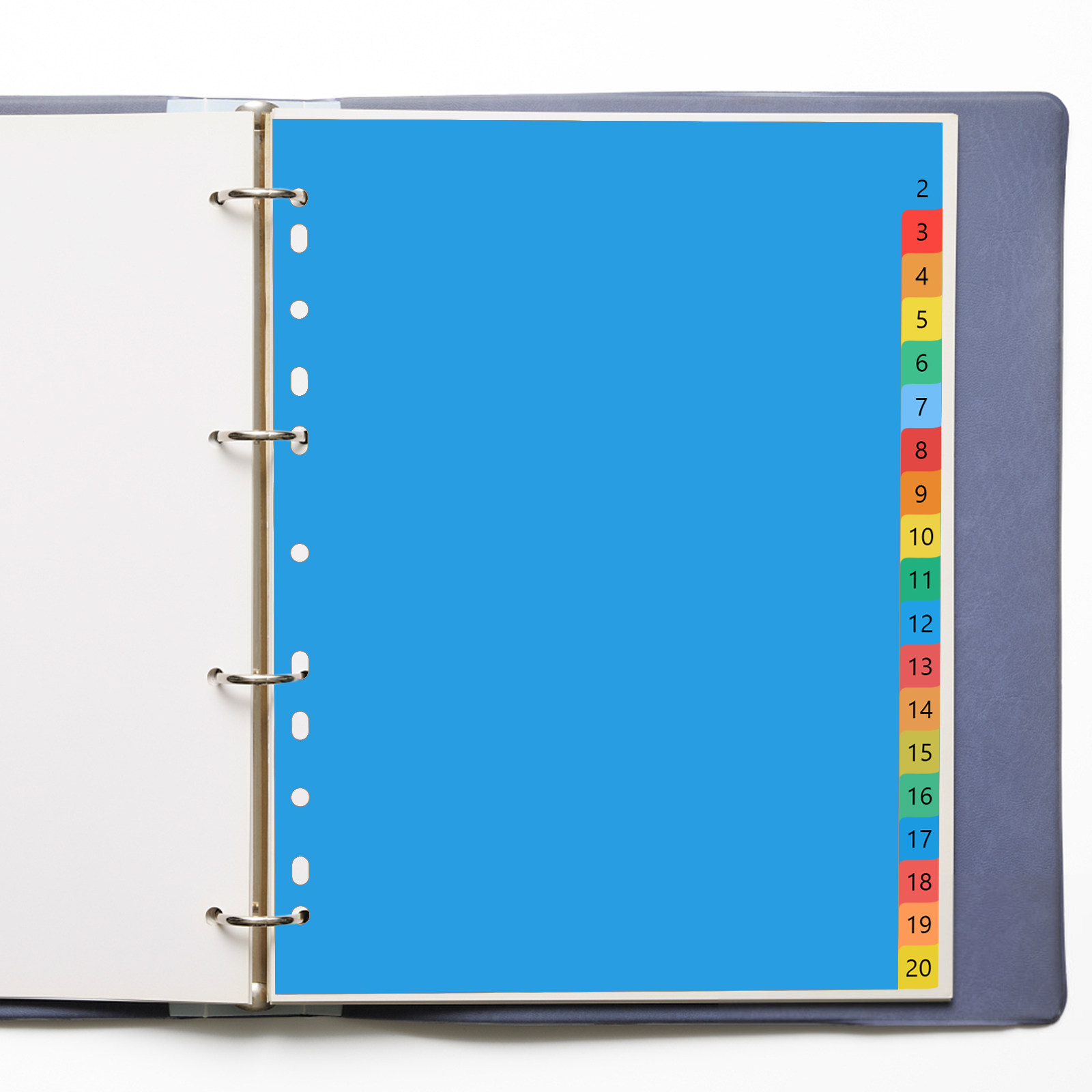 Tab Divider A4 - Pages d'indexation classées en plastique coloré